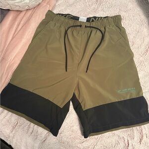 Nike Men’s Olive Green and Black Athletic Shorts